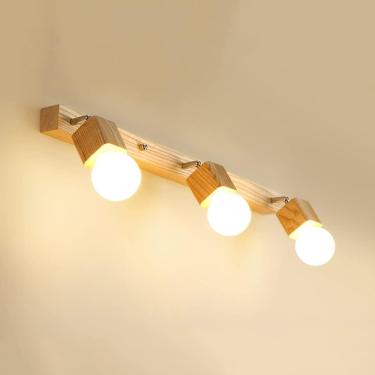 Imagem de Lâmpada Frontal De Espelho Ajustável De Madeira Vity, Luminária Moderna, Luzes De Espelho De Sala Rotativa Para Banheiro, 3-light