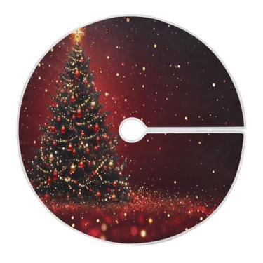 Imagem de Blueangle Saia de poliéster macio para árvore de Natal com estrelas brilhantes de 90 cm para decoração de árvore de Natal (467)