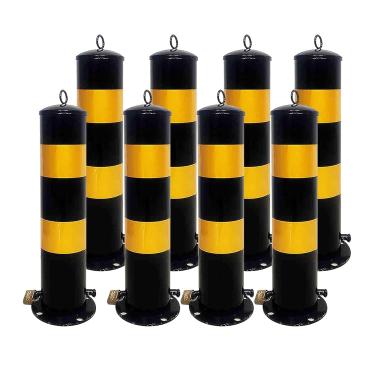Imagem de Bollard De Segurança Removível Com Manga De Embutimento, Poste De Poste De Segurança De Aço Amarelo Com Parafusos De Ancoragem & Cadeado, Bollard De Estacionamento Para Ar, 8pcs-yellow, 500mm/19.7in