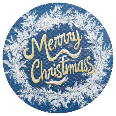 Imagem de xigua Jogo americano redondo de árvore de Natal, conjunto de 6, tapete de mesa redondo antiderrapante resistente ao calor, tapetes de mesa de 48 cm limpáveis para decoração de cozinha, jantar e festa