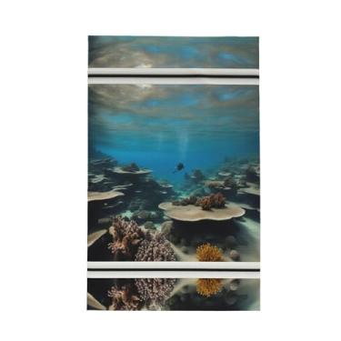 Imagem de XLLingL Toalhas de cozinha de waffle com estampa de vista do oceano subaquático, panos de prato de microfibra, para decoração e limpeza de cozinha - 1 peça