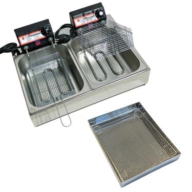 Imagem de Fritadeira Elétrica Industrial 2 Cubas Antichamas 220V Com Escorredor M
