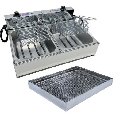 Imagem de Fritadeira Elétrica Industrial 2 Cubas 110V Com Escorredor G