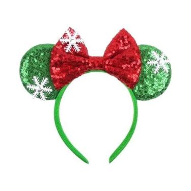 Imagem de Tiara De Natal Mickey Mouse Com Orelhas De Flor De Neve, Acessórios De