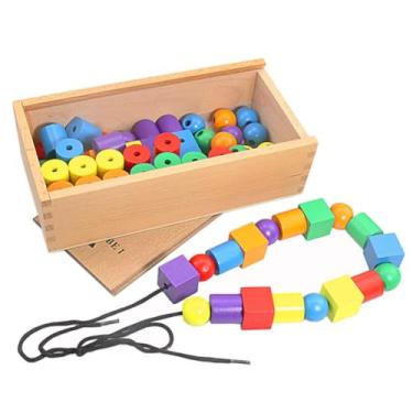 Imagem de HLS maoyi Brinquedos Montessori Madeira Formas Coloridas Contas, Jogo Educativo Equilíbrio Jardim Infância Reconhecimento para Raparigas Rapazes 3 Anos