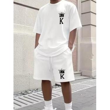 Imagem de Kit Camisa Camiseta e Short Tactel Masculino King Coroa Coração Estilo