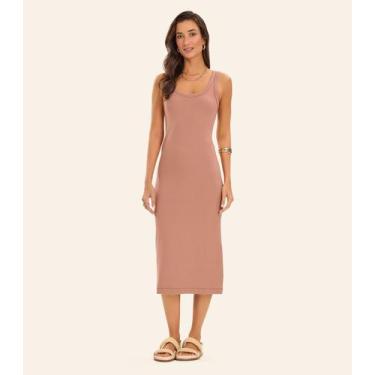 Imagem de Vestido Midi em Ribana Rovitex Marrom, GG, Marrom