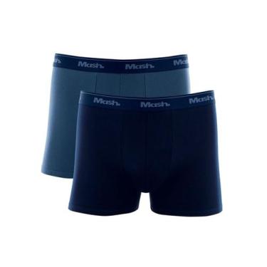 Imagem de Kit/2 Cueca Boxer Mash 110.04 Masculina Basic Algodão T. P/GG, P, Az08