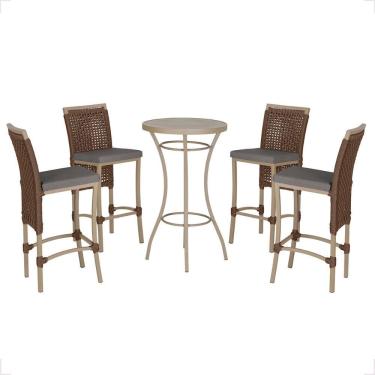 Imagem de Mesa Bistro E 4 Banquetas Roma Fendi Corda Náutica 11 Marrom