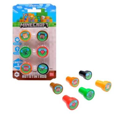 Imagem de Blister com 6 Carimbos Autotintados Decorados MInecraft Leo&Leo Leonor
