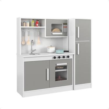Imagem de Kit Cozinha Completa Kids Fogão Forno MicroOndas Geladeira Brinquedo E