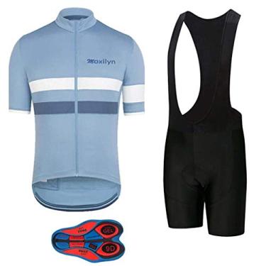 Imagem de Conjunto de roupas de bicicleta masculinas kit de camisas de ciclismo + shorts de secagem rápida com zíper completo roupas de equitação, C36-8, M