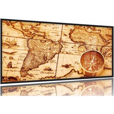 Imagem de Quadro Decorativo Mapa Mundi Retro com 130x60 Moldura Preta 2x2