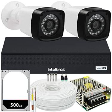 Imagem de Kit 2 cameras seguranca 2 mega Full HD IR DVR Intelbras 1004