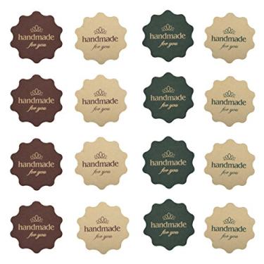 Imagem de IMagicoo 480 Adesivo de selo de etiqueta "feito à mão" adorável e fofo adesivo decorativo de padaria feito à mão (estilo-2)