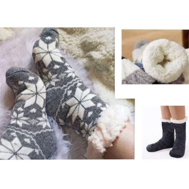 Imagem de Meia Pantufa Infantil: Lã Forrada com Pelúcia e Solado Antiderrapante - Menino