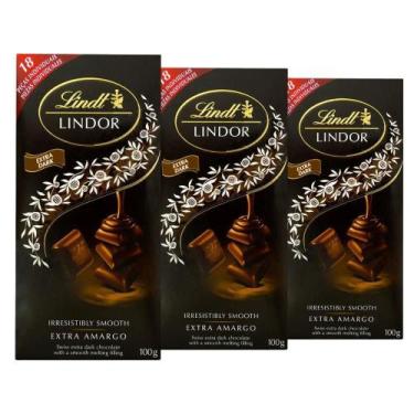 Imagem de Chocolate Extra Amargo, Lindt Lindor, 3 Barras De 100G