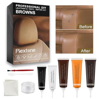 Imagem de Plextone DIY para reparo de couro pequeno e kit de reparo de vinil - Patch de couro e vinil com facilidade para assentos de carro, sapatos, sofás, reparo e mais. (marrom)