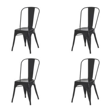 Imagem de Kit 4 Cadeiras Resistente para Mesa Sala De Jantar Restaurante Tolix Iron Industrial Pintura Eletrostática Preta