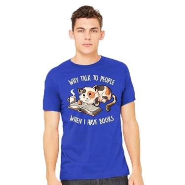 Imagem de TeeFury - I Have Books - Camiseta masculina animal, gato, Azul marino, P