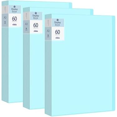 Imagem de Portfólio de pintura de arte A3 3 unidades, pasta de portfólio com 60 páginas de exibição 120 páginas para desenho de arte, fotografias, pôsteres, A3,43 * 32,5 * 4,2 cm