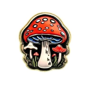 Imagem de Generic Broche de lapela esmaltado de cogumelo de 3,8 cm | Broches de cogumelo para mochilas femininas e homens | Botões de botão de broche de cogumelo, 1.5", Metal, não