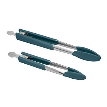 Imagem de Rachael Ray Lil' Huggers - Pegador de cozinha seguro para lava-louças, utensílios de servir salada, multiuso - 2 peças, azul marinho