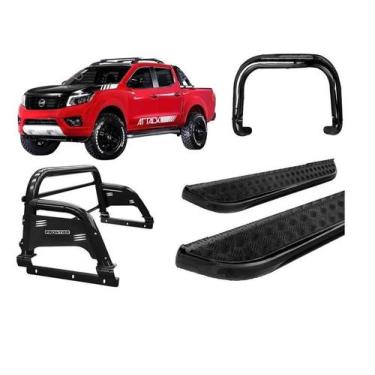 Imagem de Kit Quebra Mato Santo Antonio H3 Estribo Frontier 17/20 Preto - HOZZ