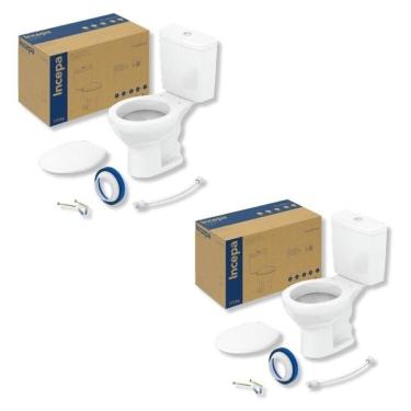 Imagem de Kit 2 de Bacia com Caixa Acoplada e Assento Flamingo Incepa Branco