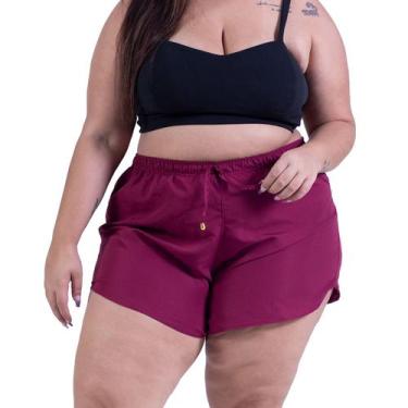 Imagem de Short Feminino Plus Size Soltinho Leve Praia Piscina Banho Bermuda C/ 