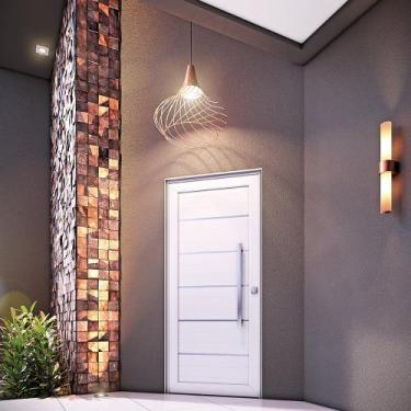 Imagem de Porta de Alumínio Lambri 215x105cm com Friso e Puxador de 80 cm Lucasa