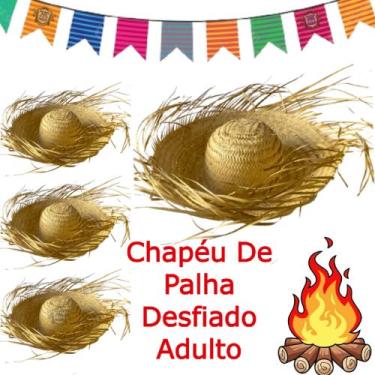 Imagem de Kit 4 Chapéus De Palha Grande Desfiado Adulto Festa Junina - Artigos D