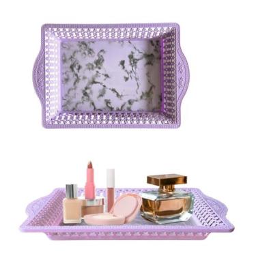 Imagem de Bandeja Retangular Decoração em Plástico Para Servir 35cm - Fx, Roxo