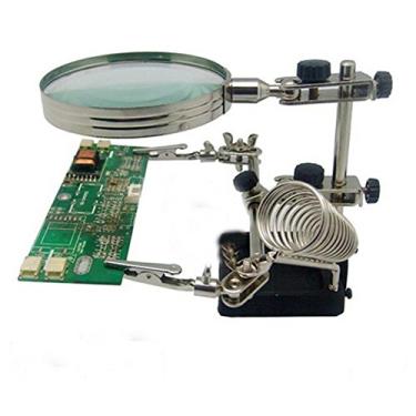 Imagem de Ferramentas Suporte multifuncional de solda de ferro de solda para desktop 4X lente de aumento terceira mãos de ajuda clipes de alegador de solda