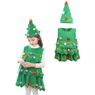 Imagem de AGQT Fantasia de árvore de Natal para meninas, vestido tutu de festa de Natal com chapéu tamanho 1-11T, Árvore de Natal sem mangas 7310 m #1 - Verde escuro, 5-6 Anos
