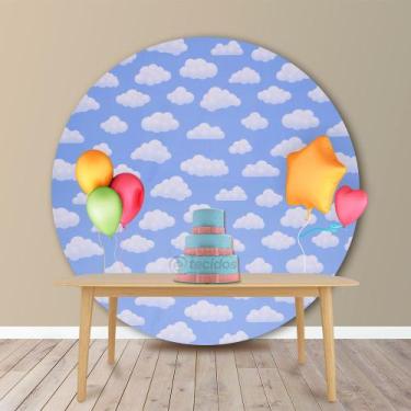 Imagem de Painel Redondo em Jacquard Estampado Nuvem, 1,80