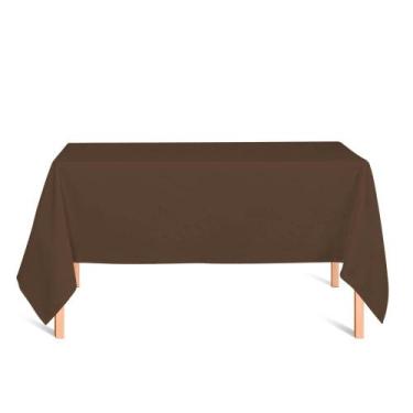 Imagem de Toalha de Mesa Retangular em Tecido Jacquard Marrom e Bege Liso Tradic
