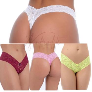 Imagem de Kit Com 2 Calcinhasas Femininas Fio Rendado Asa Delta - Prime Lingerie