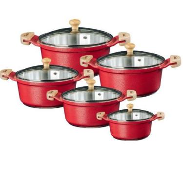 Imagem de Jogo de panelas aluminio fundido javali com tampa de vidro