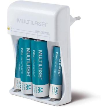 Imagem de Carregador de Pilhas Bivolt para 4 Pilhas AA/AAA com 4 Pilhas - Multil