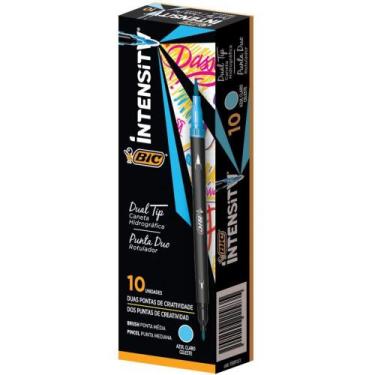 Imagem de Caneta com Ponta Porosa Intensity 2 Pontas Azul - Caixa com 10 Unidade