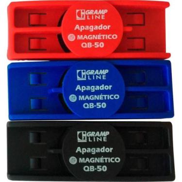 Imagem de Apagador Magnético para Quadro Branco QB-50 - AZUL, Preto e Vermelho -