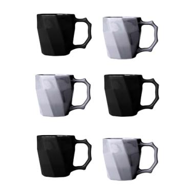 Imagem de Conjunto 6 Caneca Cerâmicas Café Leite Chá Louça Lisa 260ml Design e Cores Exclusivas - E-FCS Store (Cinza/Preto)