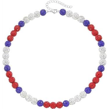 Imagem de FAN X JEWELRY Colar de beisebol - Colar de beisebol com strass - 40,6 cm / 45,7 cm Ice Collection Bling Beaded Chain - Corrente de beisebol para meninos, mulheres, meninas e jogadores de beisebol,