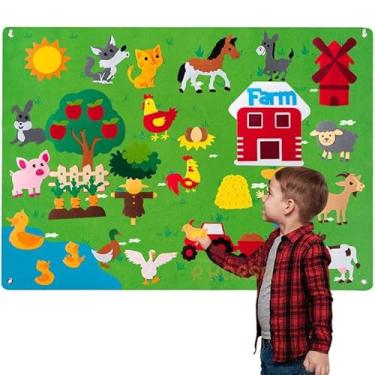 Imagem de Brinquedo de Aprendizagem Mural Interativo Montessori | Material Educacional de Feltro...