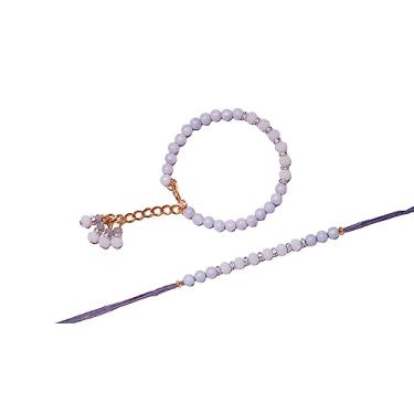 Imagem de Pulseiras Rakhi com contas ajustáveis Vedanta Craft | Raksha Bandhan Rakhis para irmão, irmã - Conjunto de 2, Metal Algodão, Sem Pedra Preciosa