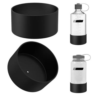 Imagem de Linkidea Bota de garrafa de água compatível com Nalgene Sustain de boca larga 940 ml/1,360 g, boca estreita 947 ml, protetor de silicone antiderrapante para tampa inferior da garrafa (preto/pacote com