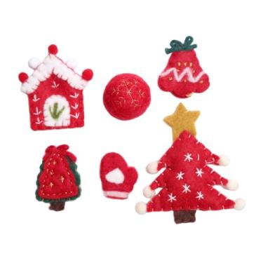 Imagem de Fancyes Kit de enfeites de Natal DIY, enfeites de Natal de feltro feitos à mão para escritório em casa para crianças e adultos para iniciantes, kit de, Vermelho