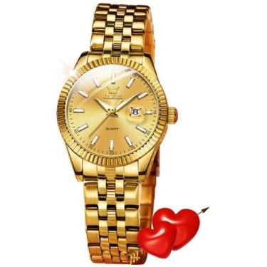 Imagem de Relógio OLEVS Feminino Dourado - Luxo, Aço Inoxidável e à Prova D'Água