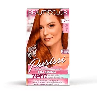 Imagem de Coloração Kit BEAUTYCOLOR Puríssi Sem Amônia - 7.43 Ruivo Acobreado Dourado
